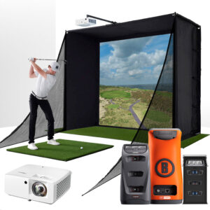 Bushnell Launch Pro Circle B with PlayBetter SimStudio™ COMPLETE Package | Golf Simulator Studio with Impact Screen, Enclosure, Side Barriers, Hitting/Putting Mats, Projector &...