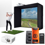 Bushnell Launch Pro Circle B with PlayBetter SimStudio™ ESSENTIALS Package | Golf Simulator Studio with Impact Screen, Enclosure, Hitting Mat & Projector