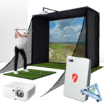 FlightScope Mevo Gen2 with PlayBetter SimStudio™ COMPLETE Package | Golf Simulator Studio with Impact Screen, Enclosure, Side Barriers, Hitting/Putting Mats, Projector &...