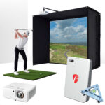 FlightScope Mevo Gen2 with PlayBetter SimStudio™ ESSENTIALS Package | Golf Simulator Studio with Impact Screen, Enclosure, Hitting Mat & Projector