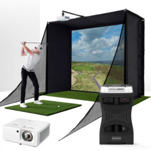 Foresight QuadMAX with PlayBetter SimStudio™ COMPLETE Package | Golf Simulator Studio with Impact Screen, Enclosure, Side Barriers, Hitting/Putting Mats & Projector