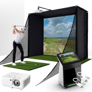 Garmin Approach R50 with PlayBetter SimStudio™ COMPLETE Package | Golf Simulator Studio with Impact Screen, Enclosure, Side Barriers, Hitting/Putting Mats, Projector & Wireless...