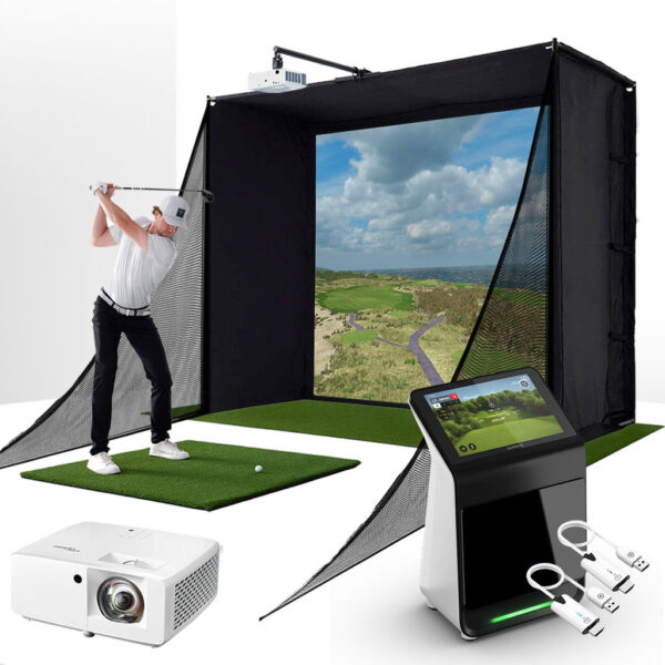 Garmin Approach R50 with PlayBetter SimStudio™ COMPLETE Package | Golf Simulator Studio with Impact Screen, Enclosure, Side Barriers, Hitting/Putting Mats, Projector & Wireless...