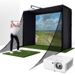 PlayBetter SimStudio™ COMPLETE Home Golf Simulator Package | Enclosure, Impact Screen, Hitting/Putting Mats, Side Barriers & Projector