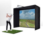 PlayBetter SimStudio™ ESSENTIALS Studio Package | Home Golf Simulator Package with Impact Screen, Enclosure, Hitting Mat & Projector