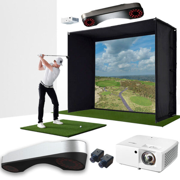 ProTee VX with PlayBetter SimStudio™ ESSENTIALS Package | Golf Simulator Studio with Impact Screen, Enclosure, Hitting Mat, & Projector