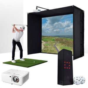 Square Golf with PlayBetter SimStudio™ ESSENTIALS Package | Golf Simulator Studio with Impact Screen, Enclosure, Hitting Mat, & Projector