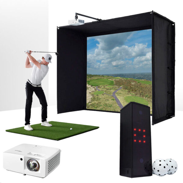 Square Golf with PlayBetter SimStudio™ ESSENTIALS Package | Golf Simulator Studio with Impact Screen, Enclosure, Hitting Mat, & Projector