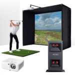 Uneekor EYE MINI LITE with PlayBetter SimStudio™ ESSENTIALS Package | Golf Simulator Studio with Impact Screen, Enclosure, Hitting Mat, & Projector