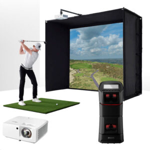 Uneekor EYE MINI with PlayBetter SimStudio™ BYO (Build Your Own) Package – Custom Home Golf Simulator Studio Builder with Impact Screen, Enclosure, Optional Mats, Projector & More
