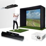 Uneekor EYE XR with PlayBetter SimStudio™ ESSENTIALS Package | Golf Simulator Studio with Impact Screen, Enclosure, Hitting Mat, & Projector